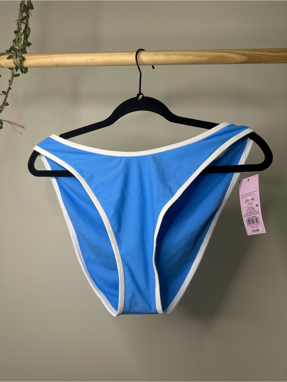 Wild Fable Blue Striped Ribbed Low Rise High Leg Super Cheeky Bikini Bottom